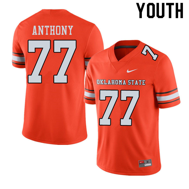 Youth #77 Hunter Anthony Oklahoma State Cowboys College Football Jerseys Sale-Alternate Orange